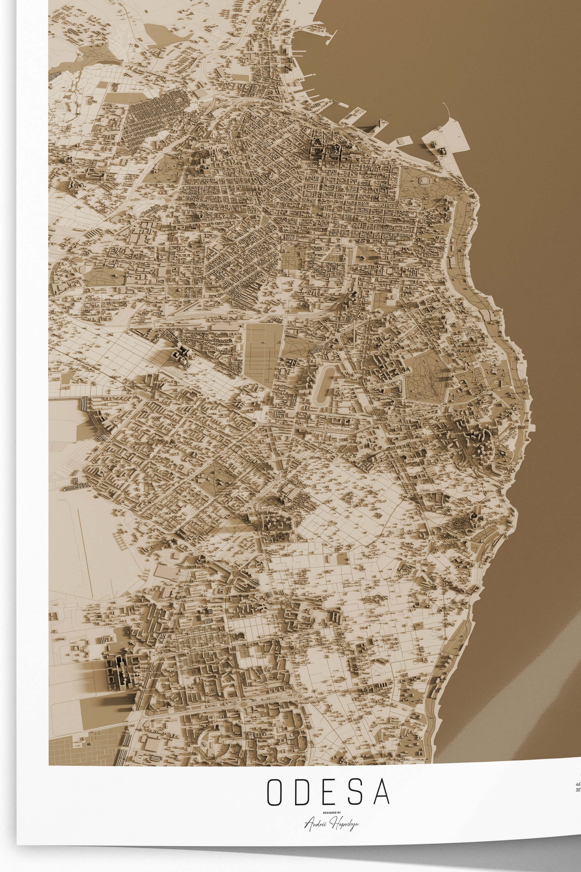 Гарна вінтажна та стильна 3д картина мапи Одеси