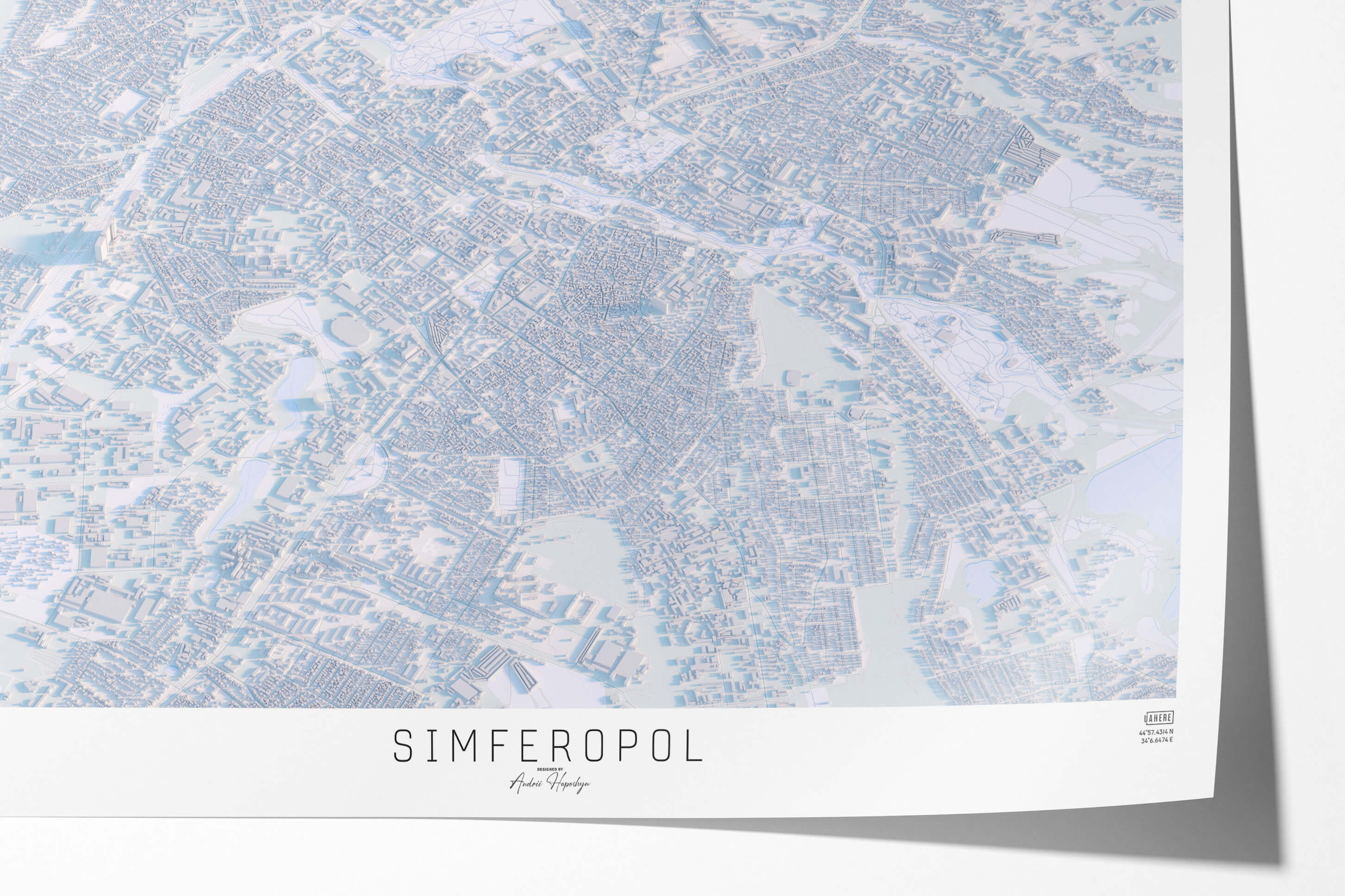 Велика світла та стильна 3д мапа картина Сімферополя