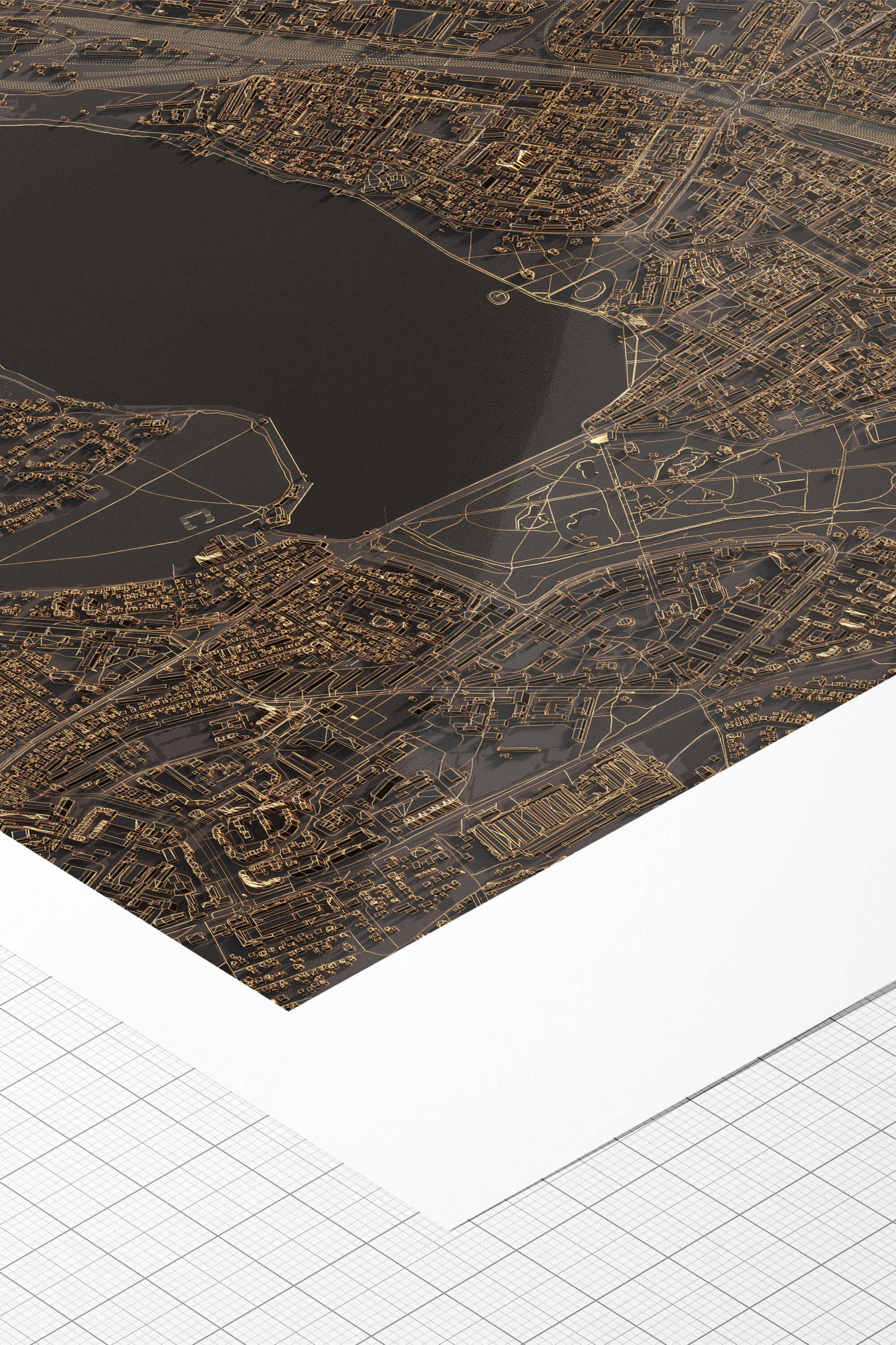 Приклад файного друку на папері hahnemuhle чорної мапи Тернополя