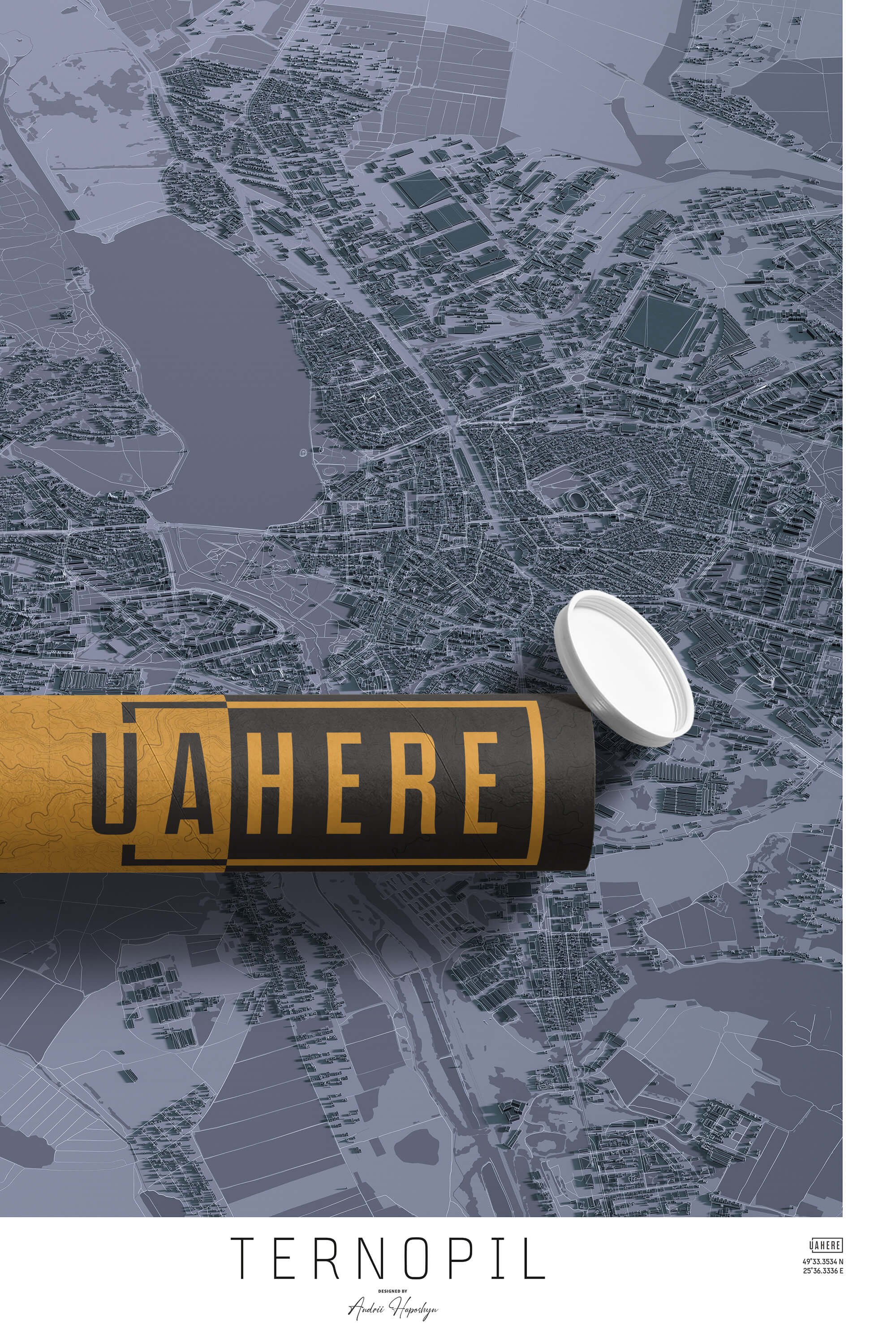 Брендований тубус UAHERE та надрукована стільна мапа Тернополя