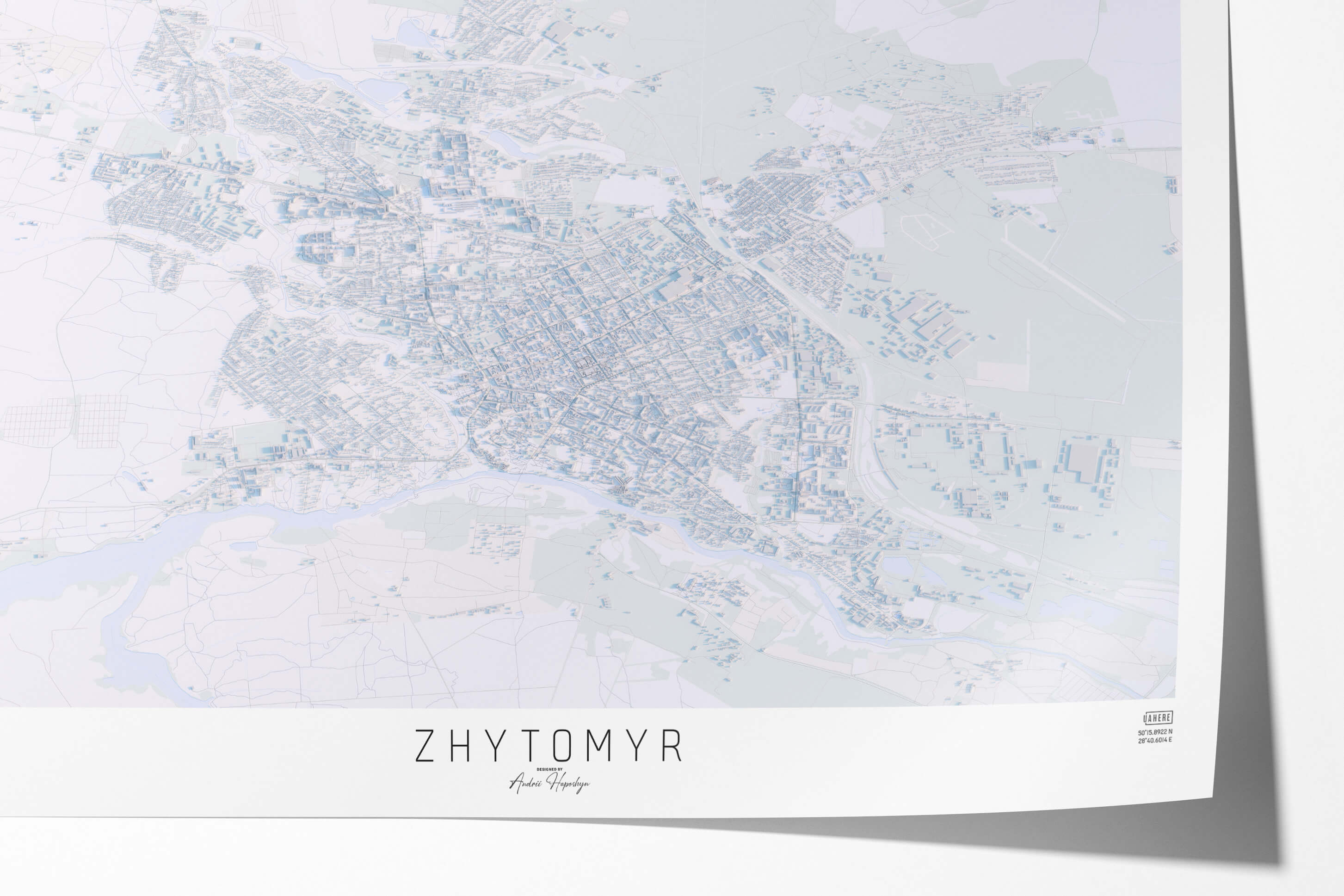 Велика світла та стильна 3д мапа картина Житомиру