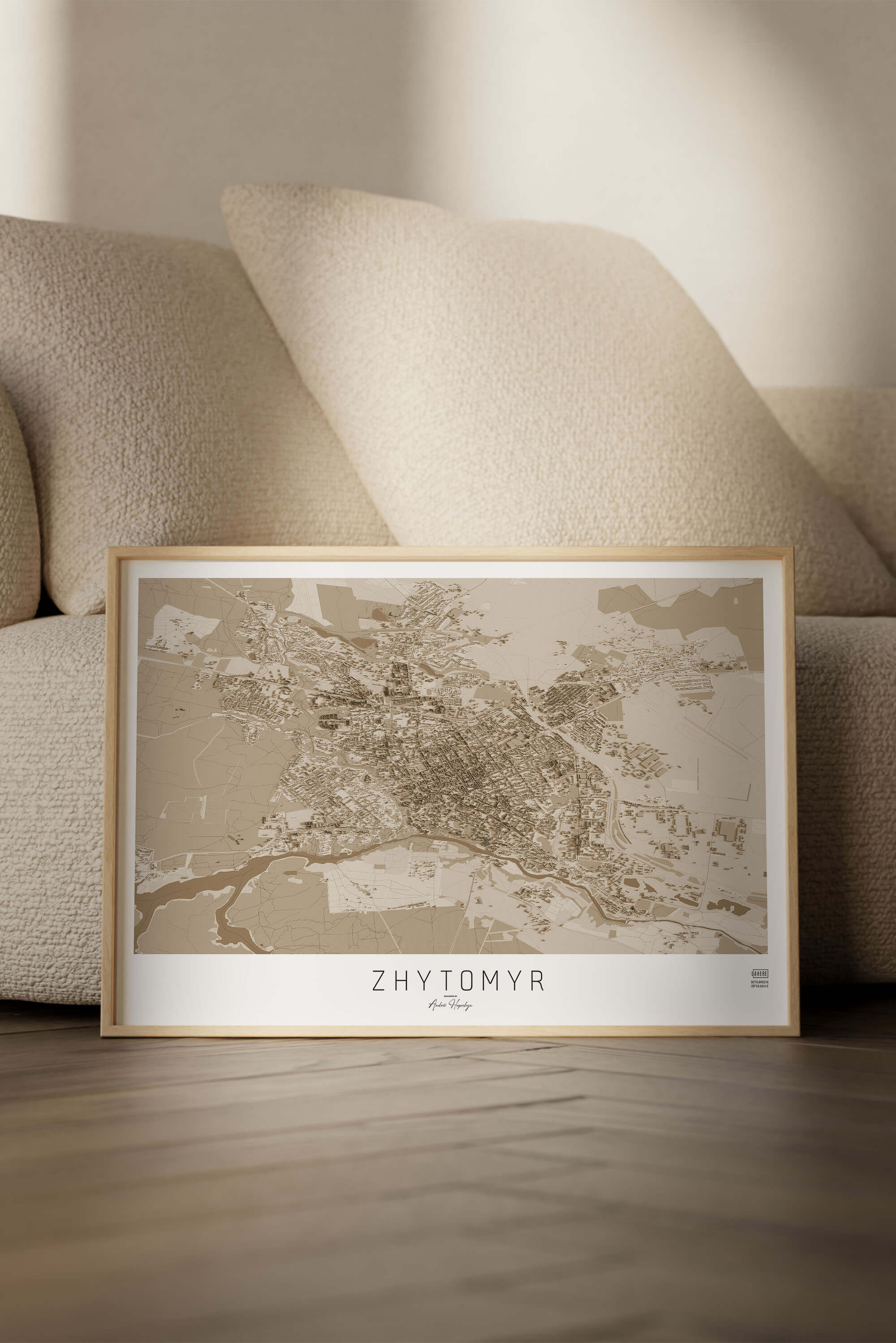 Подарункова вінтажна 3д мапа міста Житомир в сучасному стилі