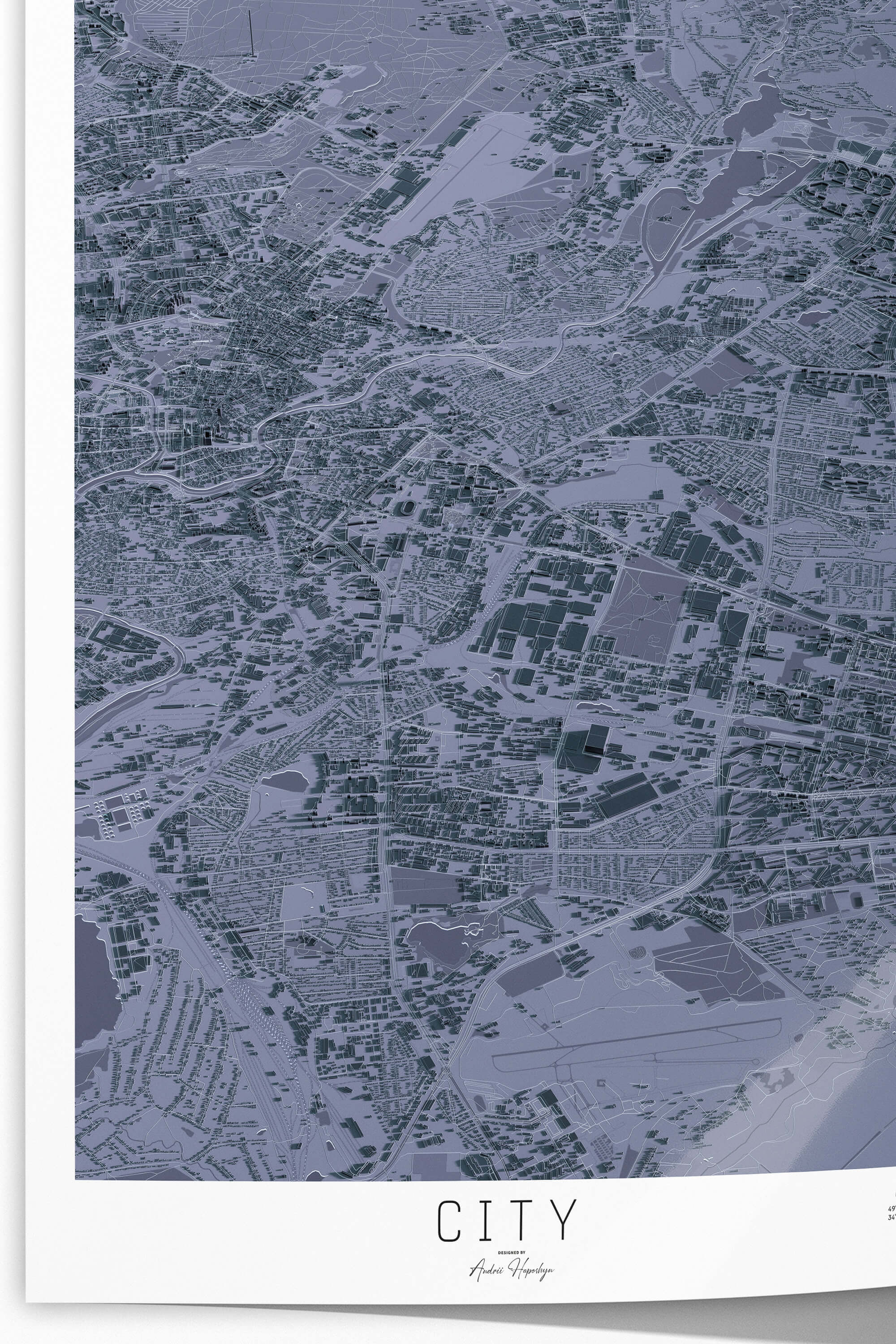 Гарна та стильна деталізована 3д постер мапа міста