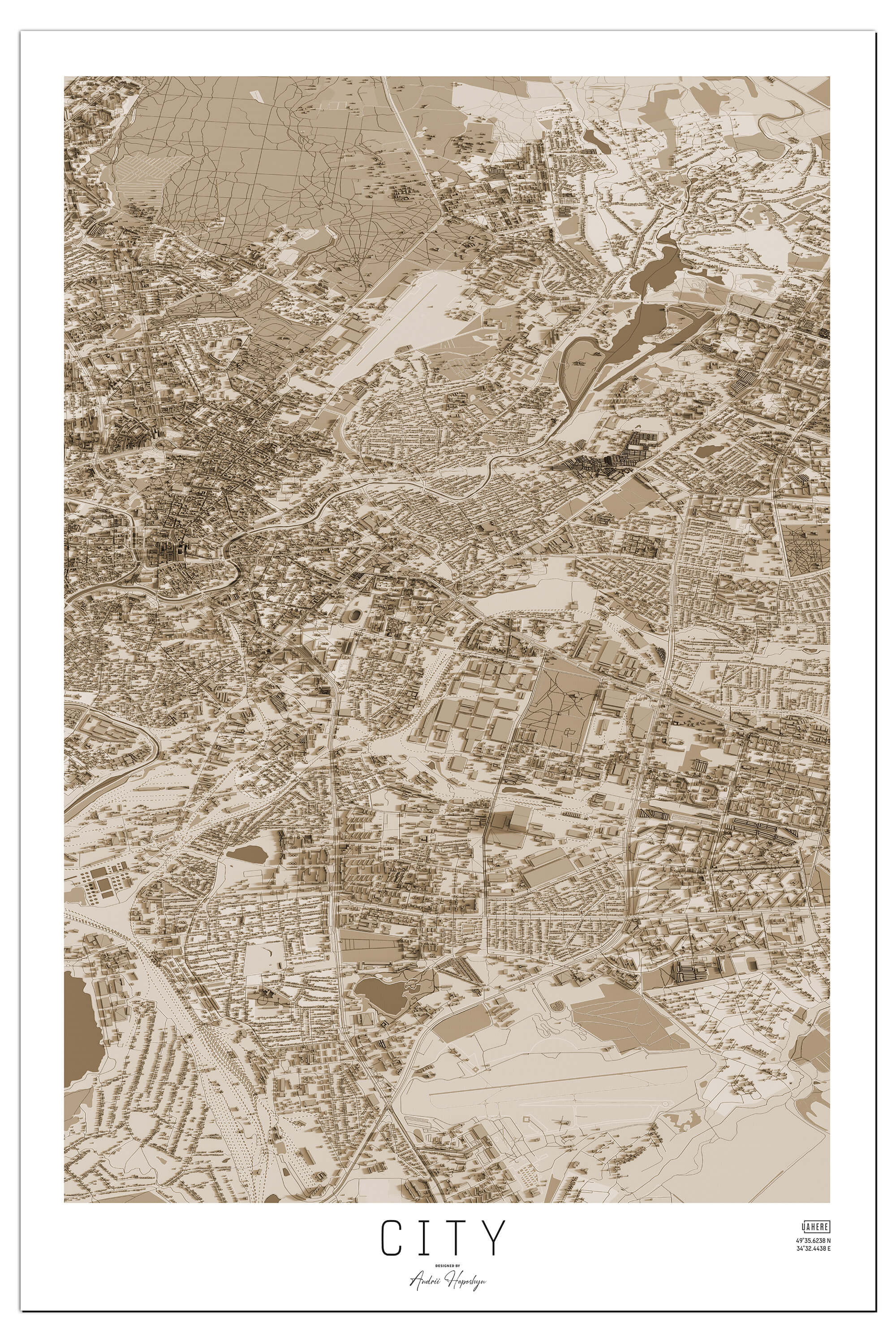 Вінтажна Арт мапа у вигляді постера, картини в стилі сепія